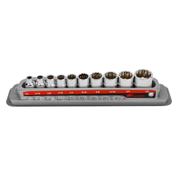 10 Piece 3/8 Inch Drive Shallow Socket Set - SAE 12-Pt